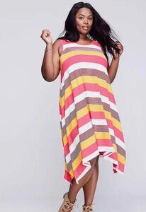 Lane Bryant Sharkbite Hem Striped Casual Dress Size Women's Plus Size 18/20